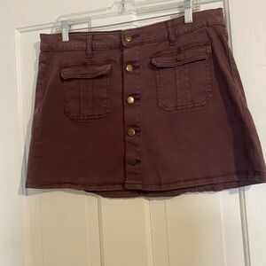 Button Front Mini Skirt